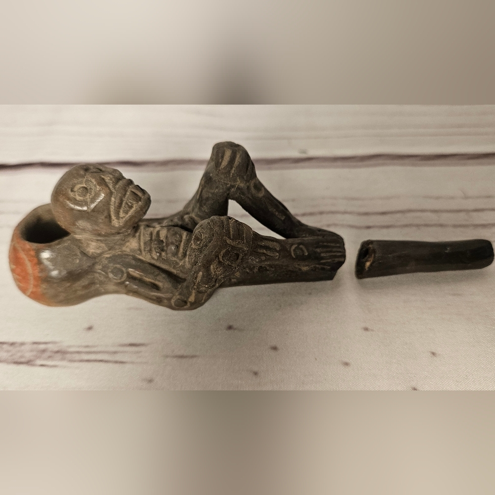 VTG Collectible Mayans Aztec Ceremonial Pipe Pre Columbian Style Smoking Pipe - Picture 2 of 15